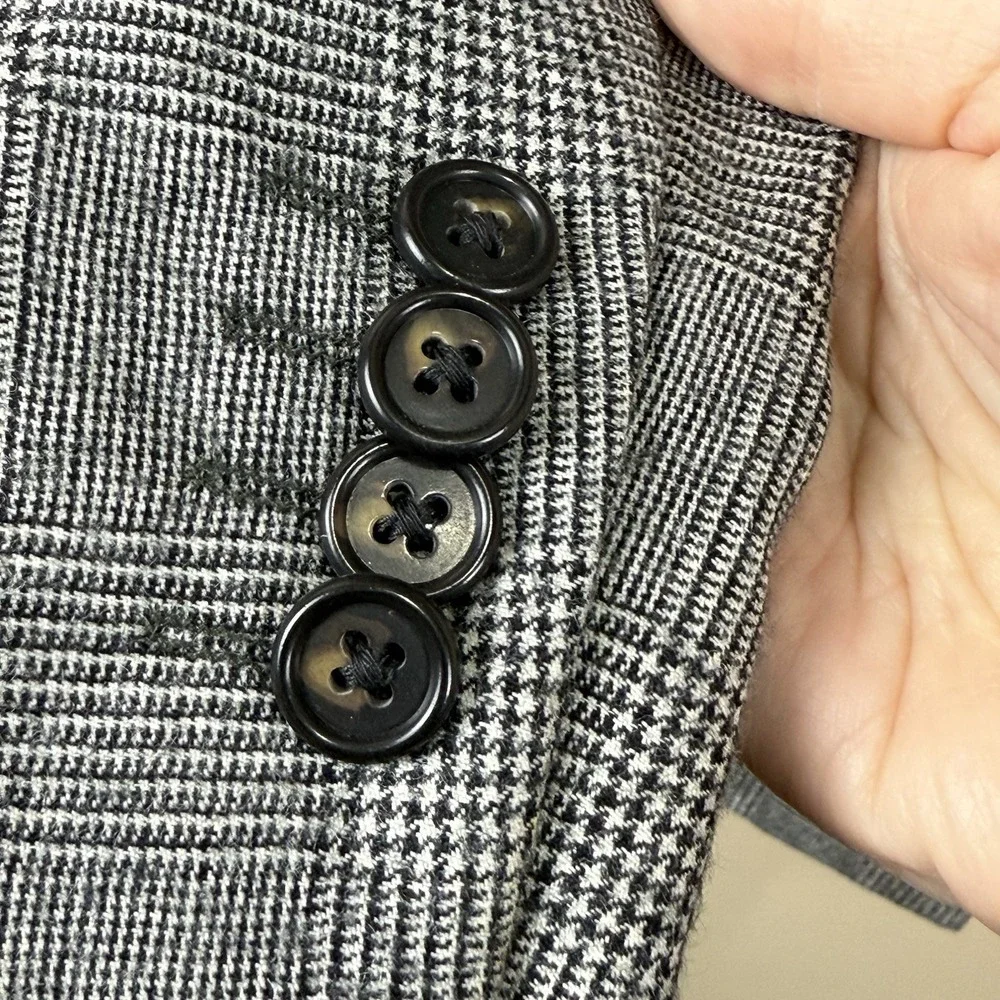 Lauren Ralph Lauren Wool Cashmere Blazer Men's 42R‎ Black Houndstooth Sport Coat